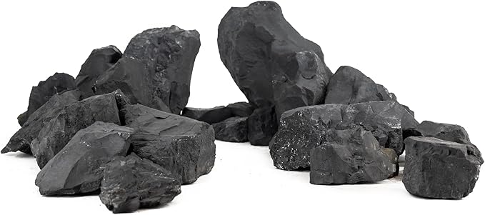 Unocho Aquarium Slate Rocks 10lb Fish Tank Stones Black Rocks for Aquarium Aquascaping Fish Tank Decoration Reptile Basking Platforms Paludarium Bonsai Vivariums(3"-7"-7pcs)