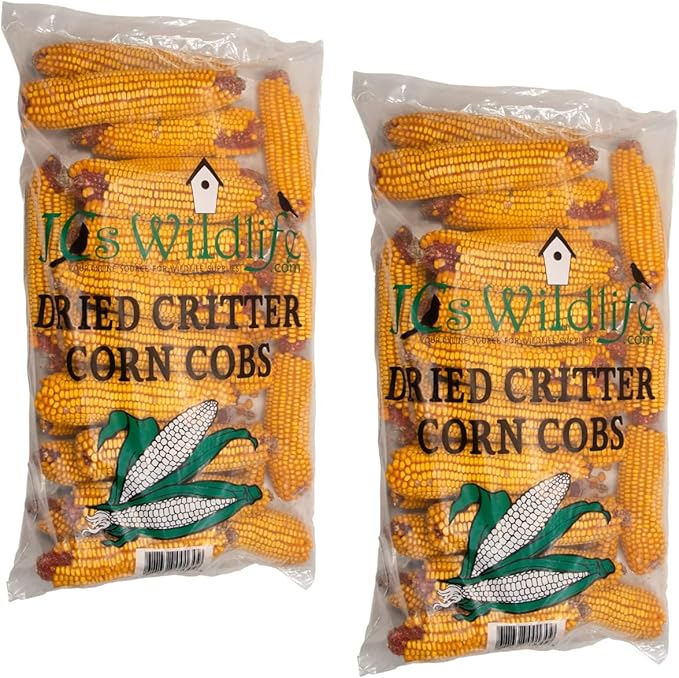 JCs Wildlife Dried Corn on The Cob Bag - 14 lb Bags - Great for Squirrels, Deer, Racoons, Rabbits, Geese, Ducks, Turkey, and Other Backyard Critters. Indiana Corn. (2 Bags)