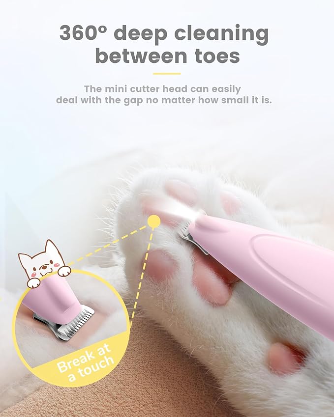 Dog Paw Trimmer with LED Display,35dB Ultra-Low Noise Dog Grooming Clippers,Cordless Paw Trimmers for Dog's Feet with LED Light,Type-C Rechargeable Cat Hair Trimmer for Paws, Ears, Face, Rump