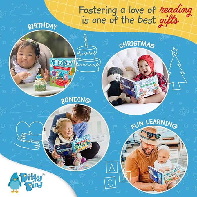 Ditty Bird Animal Sounds Book for Toddlers ā Interactive Book Featuring Cuckoo, Blue Tit, Herring Gull, Tawny Owl & Dove Sounds | Musical Board Book for Ages 1-3 | Perfect Educational Gift for Toddler