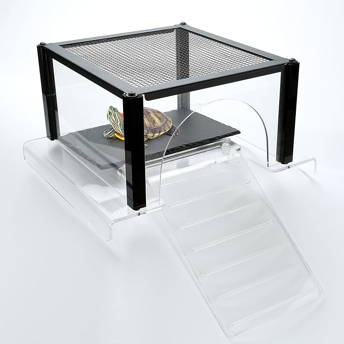 Slate Rocks for Turtle Basking Platform 11.8 x 5.9 inch, Natural Rock Reptile Food Bowl Tortoise Feeding Dish Habitat Décor
