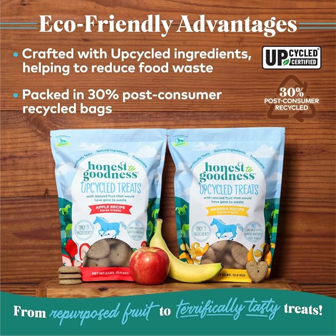 Honest to Goodness Upcycled Horse Treats Combo Pack, Apple and Banana 2 lb Each