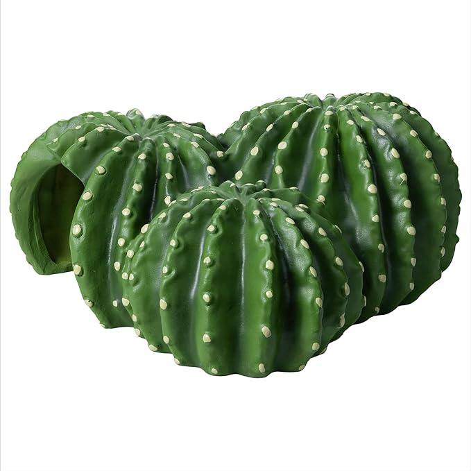 Navaris Cactus Shaped Reptile Hide Out - Reptile Accessories for Leopard Gecko, Snake, Tortoise, and More - Unique Hideout for Vivarium Decorations - Large