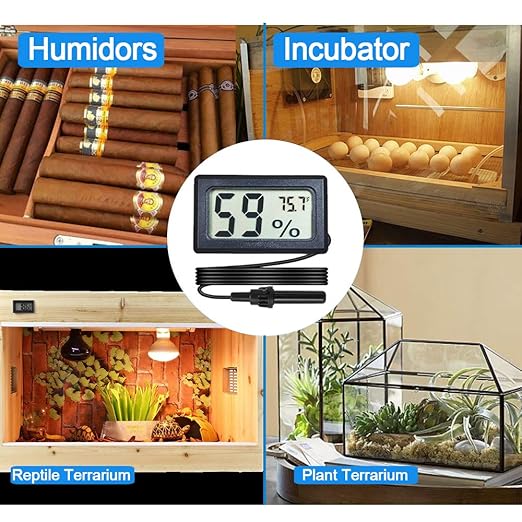 Veanic 4-Pack Mini Digital Hygrometer Thermometer Gauge with Probe LCD Display Temperature Fahrenheit Humidity Meter for Incubator, Reptile Plant Terrarium, Humidor, Guitar Case, Greenhouse
