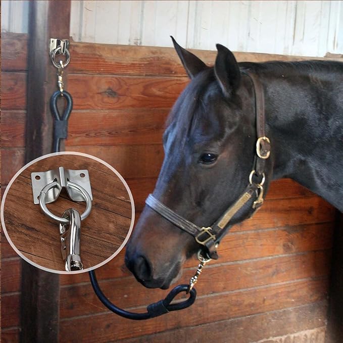 4PCS Cross Tie Ring for Horse,Block Tie Ring Hitching Ring with Screws for Horse Stall Stable