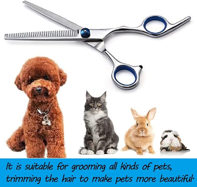 Dog Thinning Shears,Dog Grooming Thinning Blending Scissor with Safety Round Tips, Heavy Duty Titanium Stainless Steel, Professional Dogs Cats Pets Grooming Shears