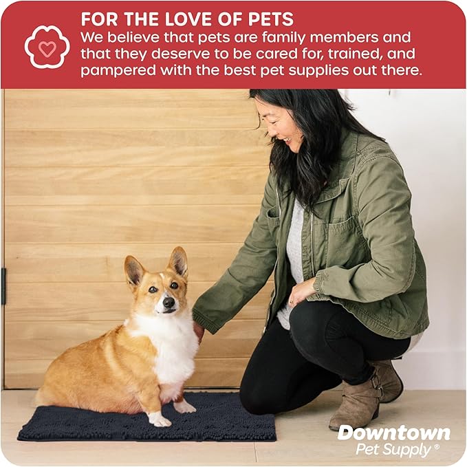 My Doggy Place Microfiber Dog Mat for Muddy Paws, 18" x 24" Charcoal - Absorbent and Quick-Drying Dog Paw Cleaning Mat, Washer and Dryer Safe - Non-Slip Rubber Backed Dog Floor Mat, Small