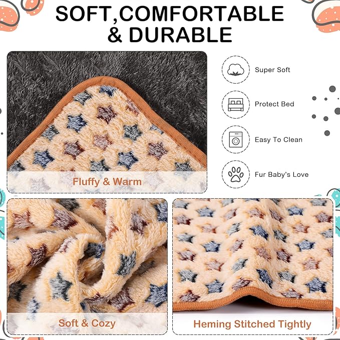 Tudomro 8 Pcs Guinea Pig Blankets Absorbent Washable Animal Fleece Bedding Cage Liners Waterproof Reusable Pet Pee Sleep Mat Pad Cover for Chinchilla Hamster Ferret(Star,16 x 24 Inch)