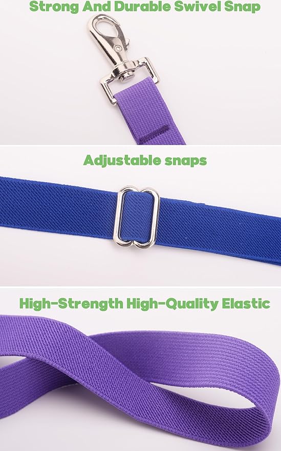 Pack of 4 Adjustable Length Elastic Leg Straps for Horse Blankets,Horse Blanket Sheet Replacement Elastic Leg Strap (4, 2Blue+2Purple)