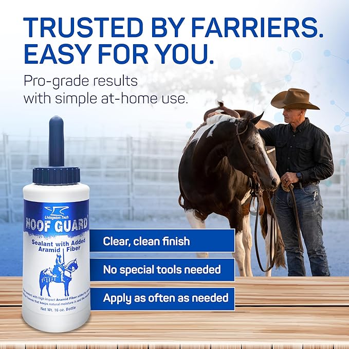 Fiber- Fortified Hoof Guard Sealant 16oz – Pro-Grade Formula Hoof Protector with Aramid for Stronger Hooves – Helps Fill Cracks & Lock in Moisture - Shields Against Thrush, UV Damage & Brittleness