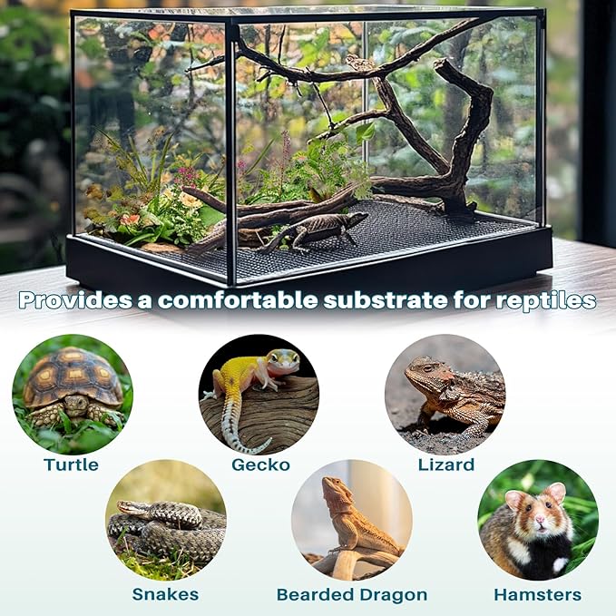 MAQIHAN 6.5 FT Reptile Substrate Mat - Reptile Carpet Mat Terrarium Bearded Dragon Tank Mat Reptile Tank Liner Bedding Accessories Substrate for Leopard Gecko Snake Tortoise Gecko Lizard (Black)