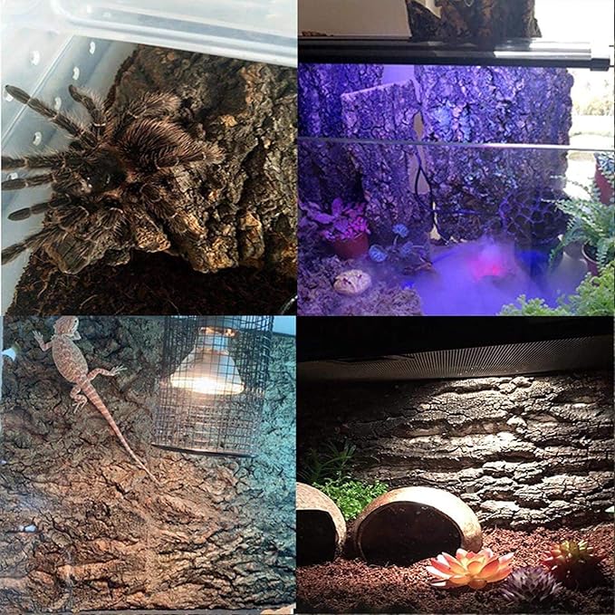 2PCS Cork Terrarium Background 15.7x11.8in Natural Cork Large Bark Backdrop Reptile Climbing Mat Habitat Decor for Spider Lizard Chamelon Turtle Beared Dragon