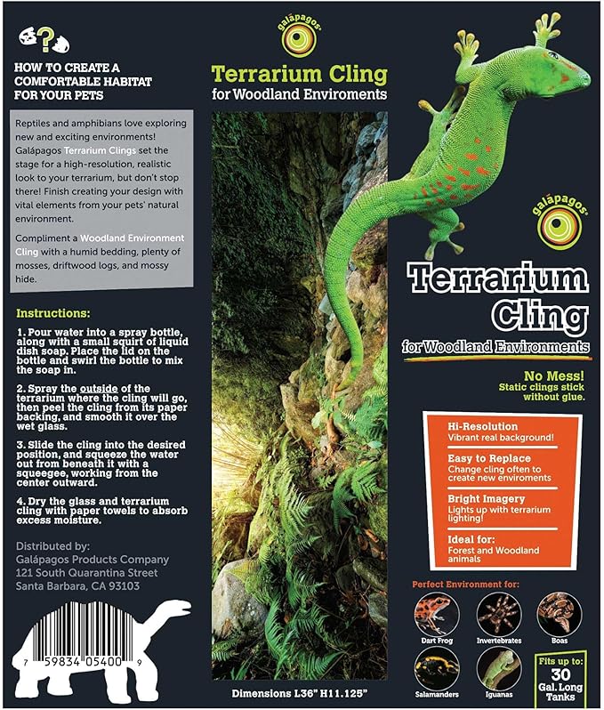 Galápagos (05400) Terrarium Background Clings, 11.125" x 36", Woodland