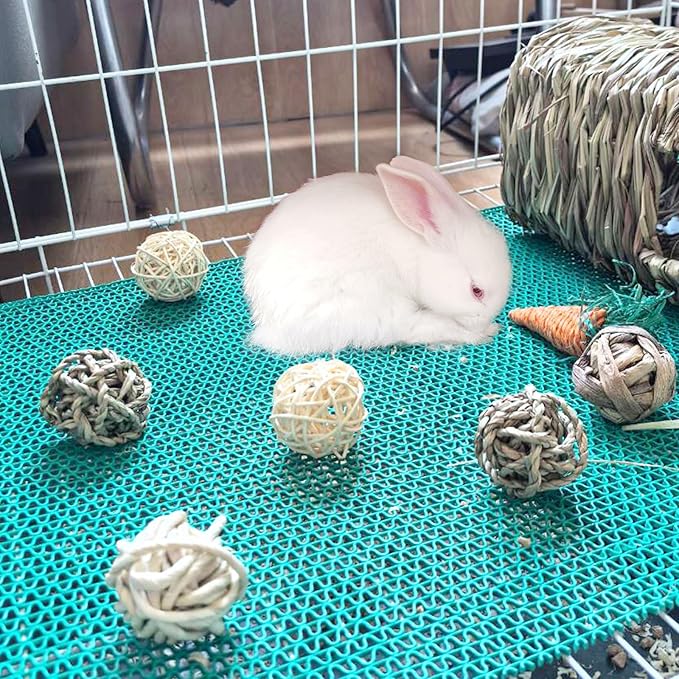 30PCS Rabbit Grass Balls 1.96in Guinea Pig Balls Small Animal Activity Enrichment Toy for Bunny Chinchilla Hamster Gerbil Grinding Playing