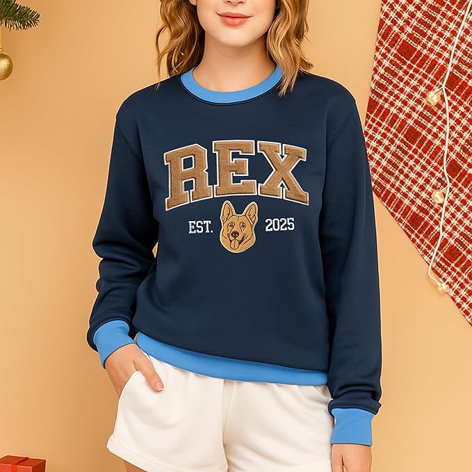 NAZENTI Personalized Dog Sweatshirt, Custom Photo Shirts, Dog Embroidered Shirt for Women, Men, Pet Lovers Gifts, Mom Gift