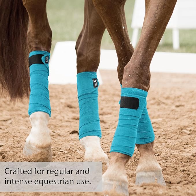 Horse Polo Leg Wraps, 10' Long Fleece Polo Wraps for Horses Set of 4, Horse Leg Bandages Stable Supplies Equestrian Boots Horse Leg Protection Vivid Cerulean