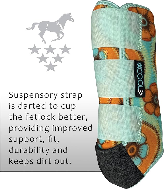 Professional's Choice 2XCOOL Sports Medicine Horse Boots | Protective & Breathable Design for Ultimate Comfort, Durability & Cooling in Active Horses | 2 Pack | Large Flower