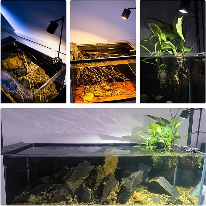 UPETTOOLS Clip On Aquarium Light, Fish Tank Spotlight with 3 Light Colors ,Adjustable Light Head, for Small Medium Planted Freshwater Tank