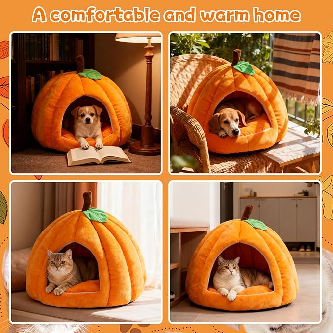 Pumpkin Cat Bed, Cute Pumpkin Shape Cat Cave