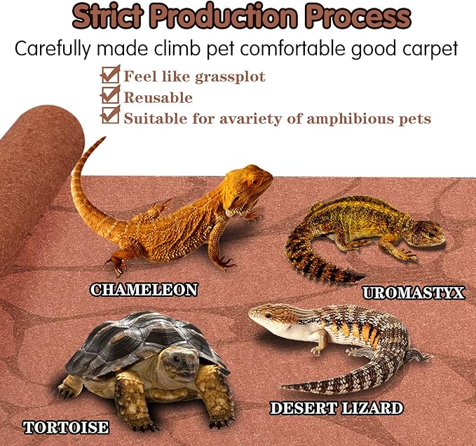 Reptile Carpet 40 Gallon 2 Pack for Bearded Dragon Tank Accessories,Enclosure Terrarium Liner Bedding Mat for Lizard,Gecko,Snake,Chameleons,Tortoise with Tweezers Feeding Tong(36 * 18in)
