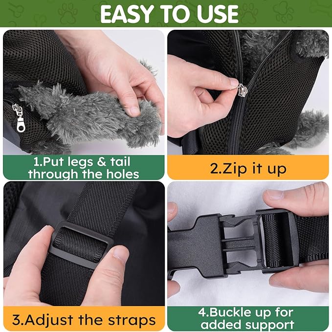 Pet Carrier Backpack, Hands-Free Adjustable Dog Front Carrier Legs Out & Easy-Fit Dog Backpack Carrier for Hiking Camping Traveling Cycling for Small Dogs and Rabbits (Large, Black)