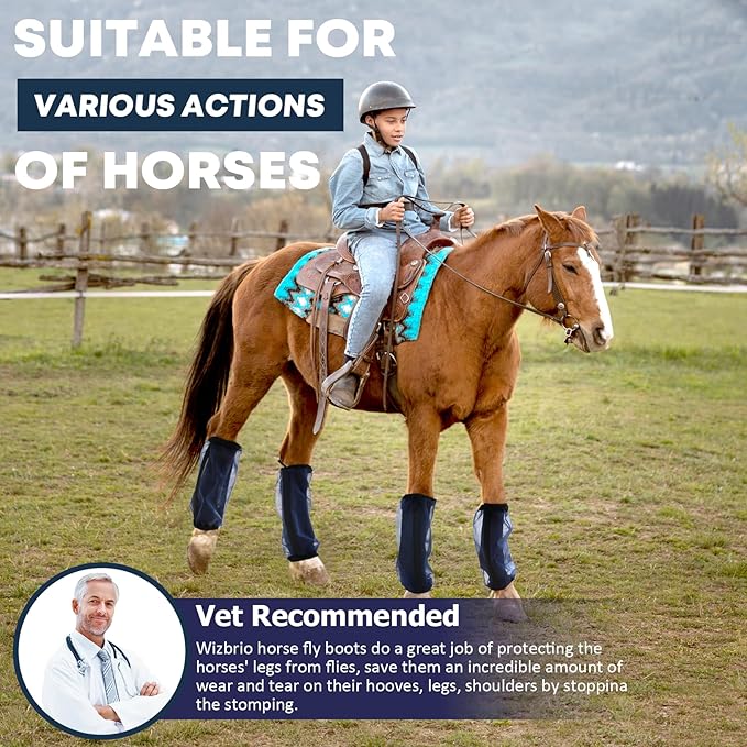 All-Purpose Fine Mesh Horse Fly Boots Breathable Anti-Fly Leggings with Sturdy Support Strips Reduce Annoying Stomping & 360°Leg Protection Durable Easy-Clean Material 4-Pack Lavender Purple