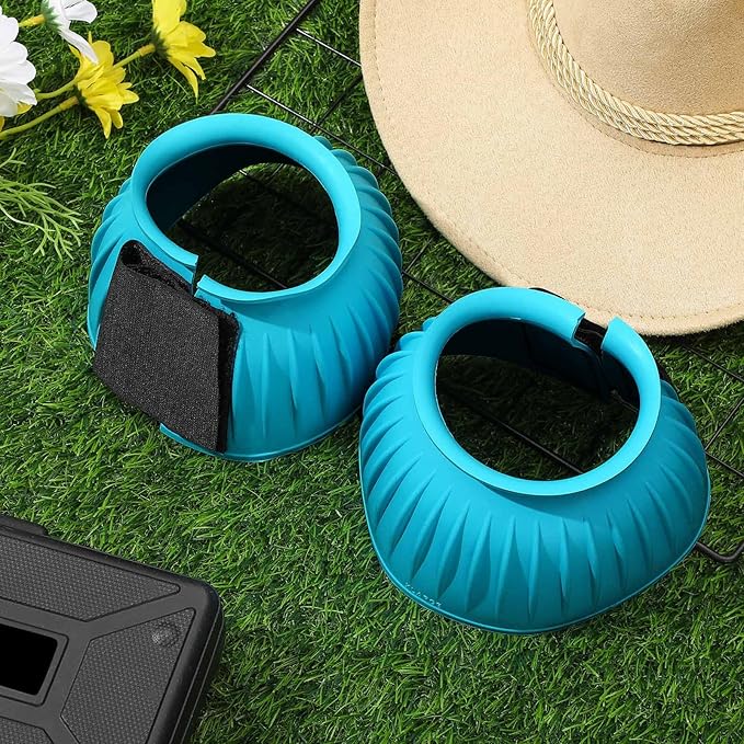 Abbylike Bell Boots for Horses 1 Pair/2 Pair Available, Protect Against Hoof Impact Trauma, Rubber Bell Boots Horse Care for Turnout, No Rub Design Wrap Hook and Loop