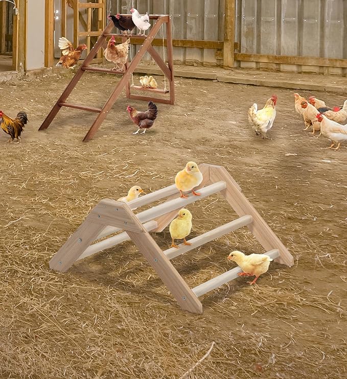 PETSFIT Chick Perch Prevent Rotation Design, Strong Wooden Chicken Roosting Bar, Easy to Assemble and Clean, Fun Toys for Chick Indoor/Outdoor Use