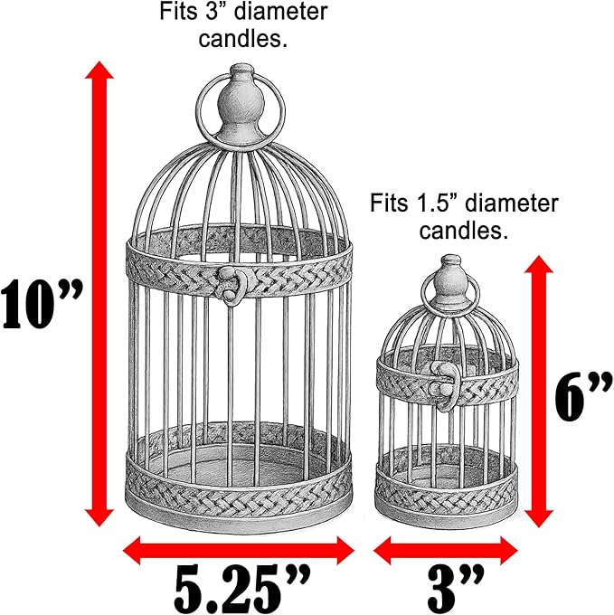 Vela Lanterns Bird Cage Decor Candle Holder Lantern Decorative Table Centerpiece Halloween Decorations, Black, Set of 4