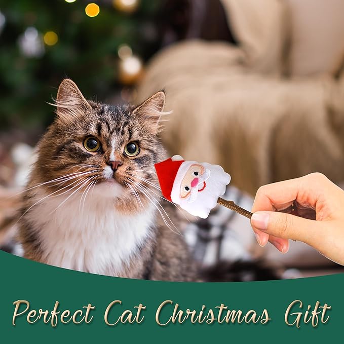 Christmas Catnip Toys Cat Chew Toy, 3Pcs Silvervine Sticks for Cats, Soft Plush Teething Chew Toy, Kitten Catnip Toys for Cats Exercise, with Gift Box