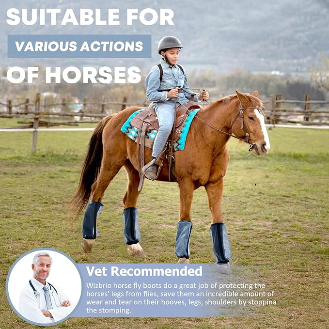 All-Purpose Fine Mesh Horse Fly Boots Breathable Anti-Fly Leggings with Sturdy Support Strips Reduce Annoying Stomping & 360°Leg Protection Durable Easy-Clean Material 4-Pack Lavender Purple