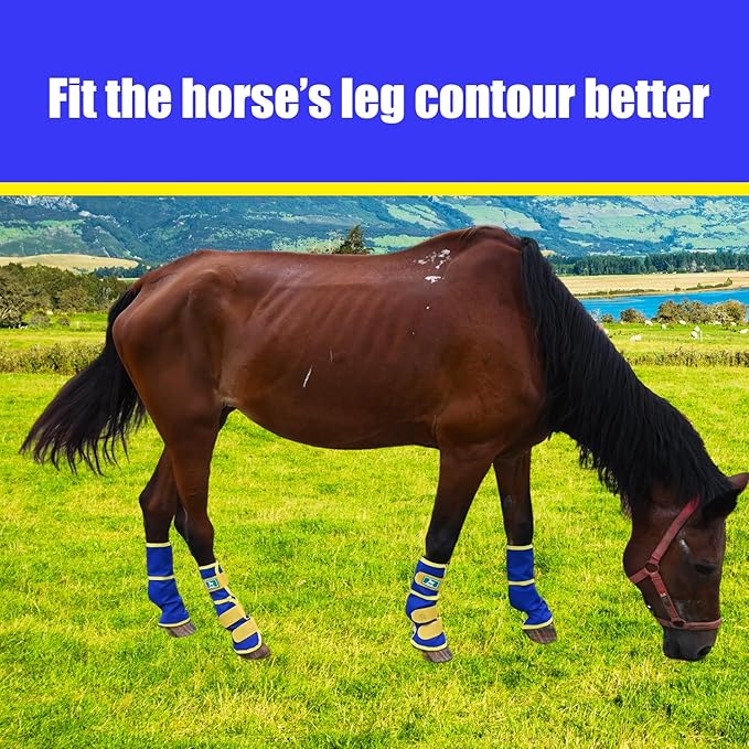 Fly Boots for Horses Set of 4 – Breathable Mesh Leg Protection for Summer with Ventilated Design & All-Day Comfort (Blue,Large