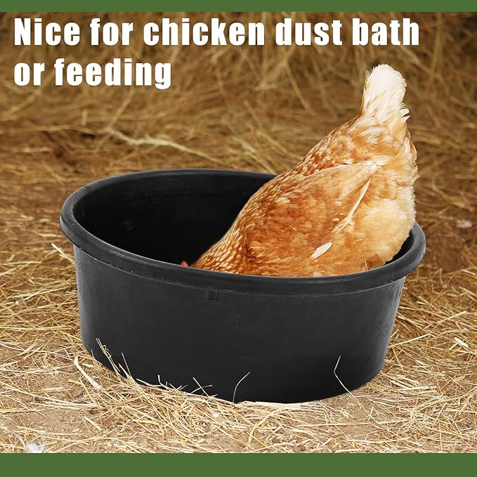 Sadnyy 4 Pcs Rubber Feed Pan 4 Quart and 8 Quart Feed Pan Water Trough Rubber Bowl Bath Dust Container for Chicken Duck Pig Dogs Cats Goats Horses Outdoor Livestock Animal