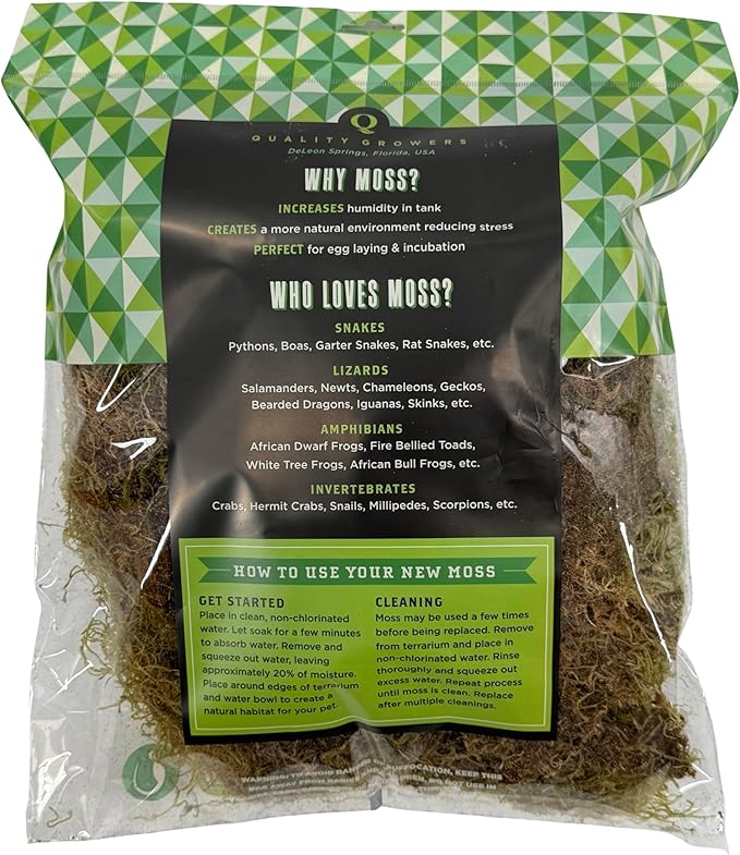 The Habitat Life - Natural Deco Moss - for Reptiles, Amphibians & Invertebrates Terrariums - Humidity Control - Natural Look & Feel - Soft Surface - Dye-Free & Safe - Medium - 1 Pack