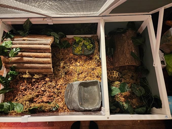 Tortoise Habitat Enclosure Turtle House Indoor Reptile Cage with Hygrothermograph Adjustable Lam Stand