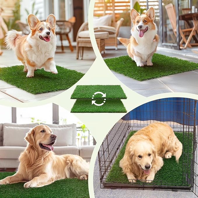 LOOBANI Dog Grass Pee Pads, Artificial Dog Grass Pads for Potty Tray, Fake Grass for Dogs to Pee On, Outdoor Indoor Pee Grass for Dog Potty(14*18 inch)