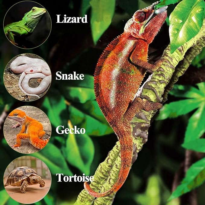 HERCOCCI Reptile Vines, Flexible Jungle Climbing Vines Terrarium Plastic Plants and Leaves Tank Accessories Decor for Gecko Snake Lizard Bearded Dragon Hermit Crab Frog