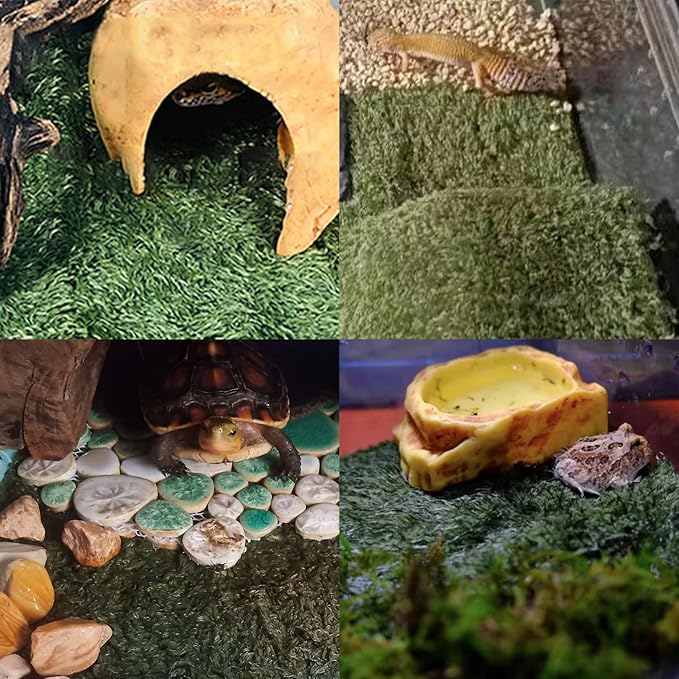kathson 2 PCS Reptile Carpet Mat Terrarium Bedding Substrate Liner Mat Imitation Rainforest Crawler Mats for Snakes Bearded Dragon Gecko Chameleon Turtles Iguana(23.62 X 15.74 in)