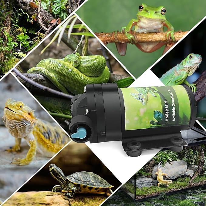 Reptile Mister System with Timer, Reptile humidifier with 6 Spray nozzles,self-Priming Pump Low Noise, misting System for Reptiles of Amphibians, Tanks, Paludarium