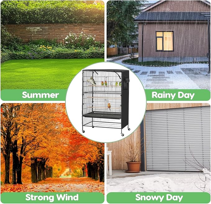 Bird Cage Cover, Large Birds Cage Covers for Night, Birds Cover for Cage with Adjustable Front Curtain, Blackout & Breathable Birdcage Covers for Parrot, Small Animals(Not Include Bird Cage)