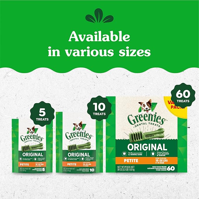 Greenies Original Petite Dental Dog Treats, (4) 30 ct Packs (120 Treats)
