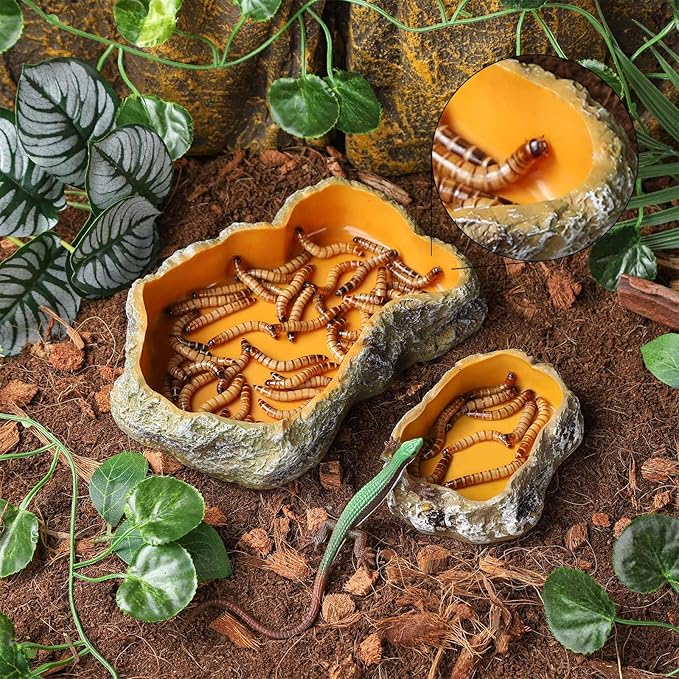 IBWell 4 Inch Reptile Food Dish Escape Proof Reptile Feeding Dish Resin Reptile Water Food Bowl for Bearded Dragon Chameleon Frog Snake Turtle Leopard Gecko