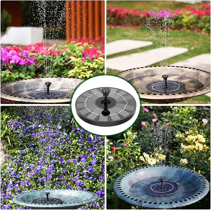 AISITIN Outdoor Solar Garden Fountain 3.5W Solar Pump Outdoor Pond with 6 Nozzles Floating Solar Fountain Pump for Bird Bath, Aquarium, Garden Fountain (1 Piece)