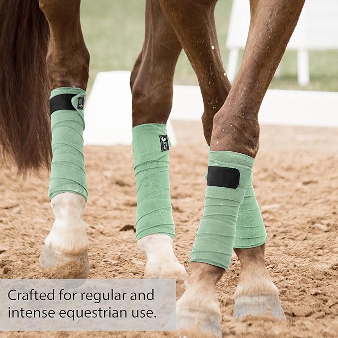 Horse Polo Leg Wraps, 5' Long Fleece Polo Wraps for Horses Set of 4, Horse Leg Bandages Stable Supplies Equestrian Boots Horse Leg Protection Light Mint