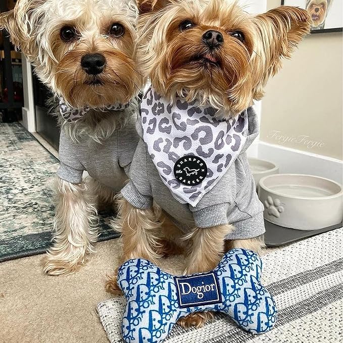 Haute Diggity Dog Dogior Bone, Plush Designer Dog Toys with Interactive Squeaker, Stimulating Pet Enrichment, Machine-Washable & Safe Materials for All Breeds, Size Medium