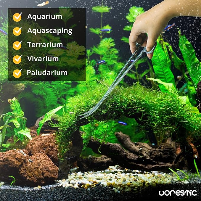 VORESTIC Long Aquarium Scissors for Plants 9.8 inches, Aquascaping Scissors Curved, Aquarium Plant Trimmer, Aquascape Tools, Terrarium Tools for Plants