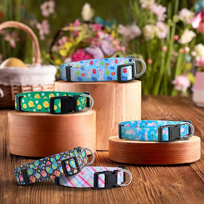 Native Pup Easter Dog Collar, Cute Spring Gift for Puppies, Pink Pastel, Eggs, Chicks, Bunny Adjustable for Small, Medium, Large Breeds (Bunny, Small)