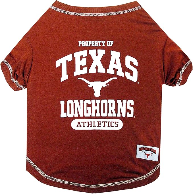 Pets First Collegiate TEXAS LONGHORNS Dog T-Shirt, X-Small. - Licensed Shirt for Pets Team Colored with Team Logos.- Premium Stretchable Materials for the Comfrot of your Dog & Cat.