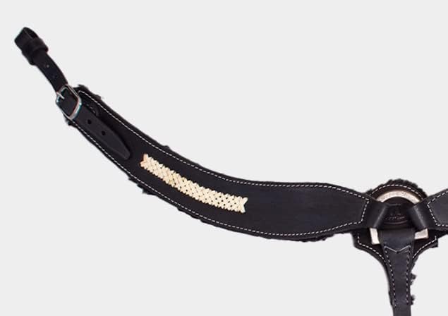 Western Horse Breast Collar - Hand-Tooled Leather Tack for Barrel Racing, Roping & Trail Riding - Durable Adjustable Fit - Rodeo & Show-Quality Equestrian Gear