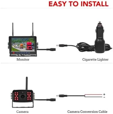 FalconEye Electronics 2nd Generation 200-300Ft Wireless Range Backup Camera for Trucks, Fleets. HD, 7inch LCD (2 Cam System)